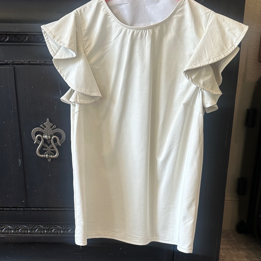 White Ruffle Sleeve Top